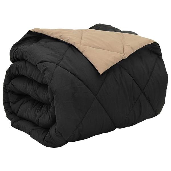 Grote foto vidaxl vol jaar dekbed zwart en taupe 220 x 260 cm microfiber huis en inrichting bedden