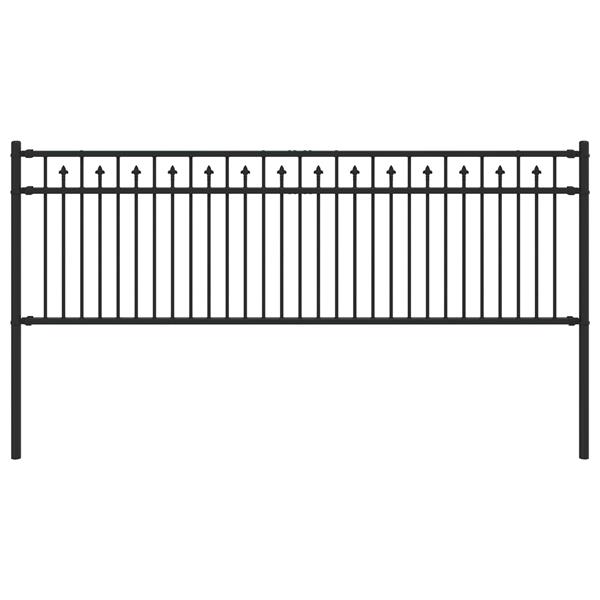 Grote foto vidaxl spike hek zwart 200 x 110 cm gepoedercoat staal tuin en terras hekken en schuttingen