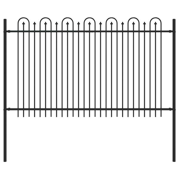 Grote foto vidaxl spike boog hek zwart 200 x 130 cm gepoedercoat staal tuin en terras hekken en schuttingen