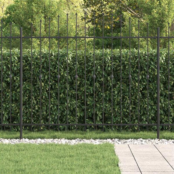 Grote foto vidaxl spike fence zwart 200 x 200 cm gepoedercoat staal tuin en terras hekken en schuttingen