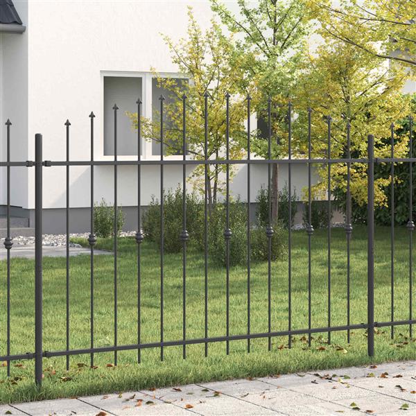 Grote foto vidaxl spike fence zwart 200 x 130 cm gepoedercoat staal tuin en terras hekken en schuttingen