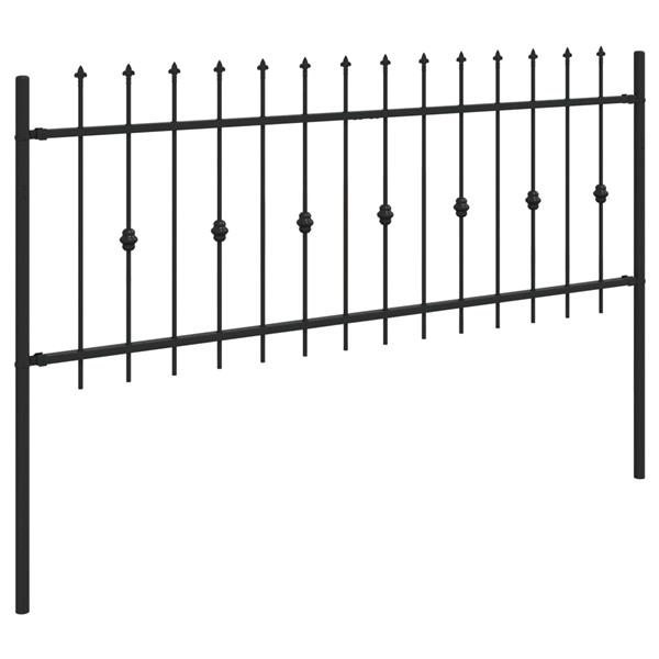 Grote foto vidaxl spike fence zwart 200 x 130 cm gepoedercoat staal tuin en terras hekken en schuttingen