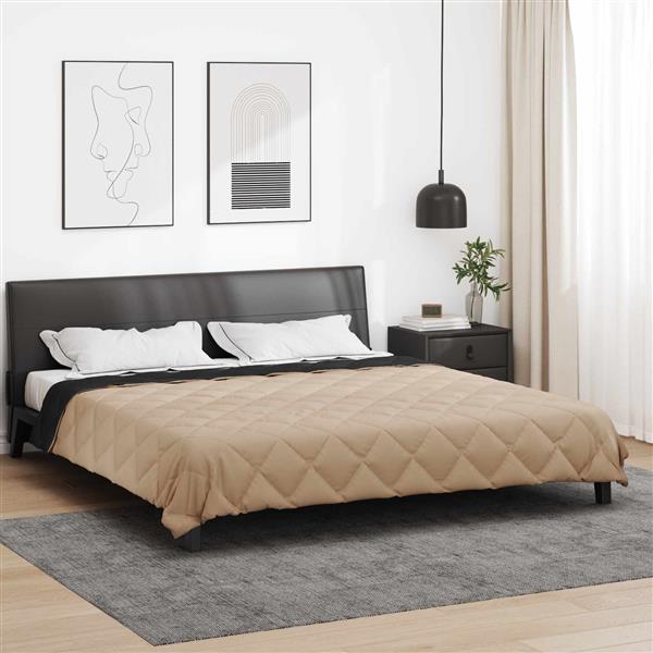 Grote foto vidaxl zomerdekbed zwart en taupe 240 x 200 cm microfiber huis en inrichting bedden