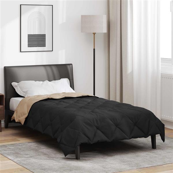 Grote foto vidaxl zomerdekbed zwart en taupe 200 x 135 cm microfiber huis en inrichting bedden