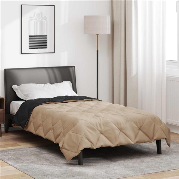 Grote foto vidaxl zomerdekbed zwart en taupe 200 x 135 cm microfiber huis en inrichting bedden