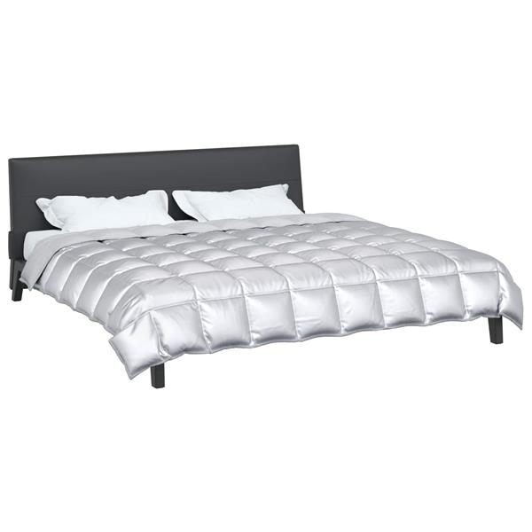 Grote foto vidaxl winter dekbed zilver 240 x 200 cm satijn en microfiber huis en inrichting bedden