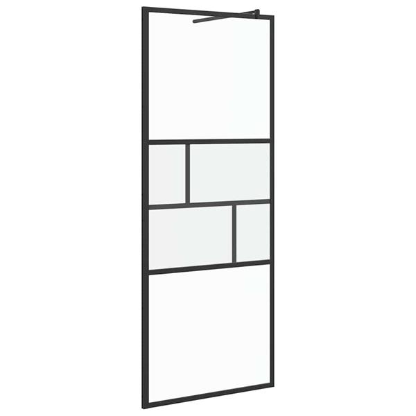 Grote foto vidaxl inloop douche wand zwart 80 x 195 x 0.5 cm glas en aluminium huis en inrichting complete badkamers