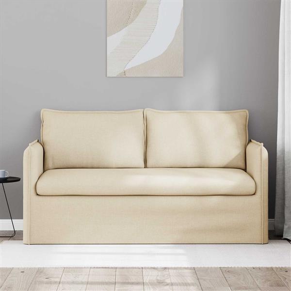 Grote foto vidaxl bank cr me 156 x 82 x 85 cm stof huis en inrichting bankstellen