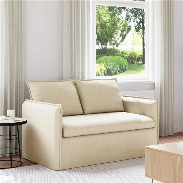 Grote foto vidaxl bank cr me 136 x 82 x 85 cm stof huis en inrichting bankstellen