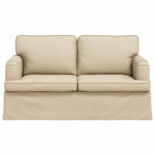 Grote foto vidaxl bank cr me 144 x 80 x 85 cm stof huis en inrichting bankstellen