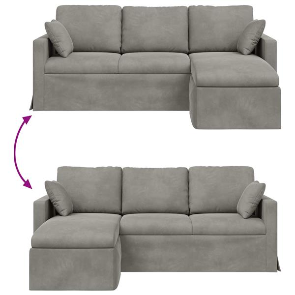 Grote foto vidaxl bank lichtgrijs 198 x 134 x 80 cm fluweel huis en inrichting bankstellen