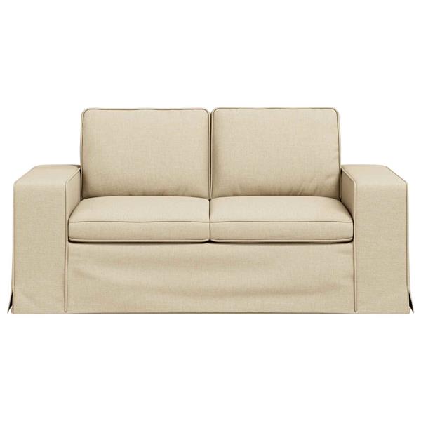 Grote foto vidaxl bank cr me 162 x 80 x 82 cm stof huis en inrichting bankstellen