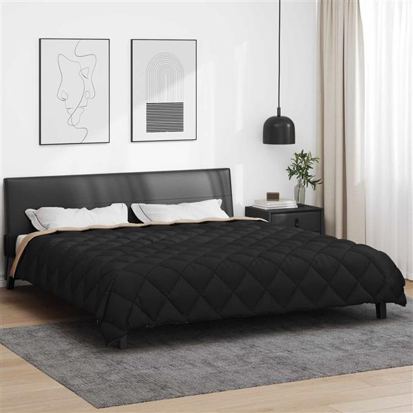 Grote foto vidaxl winter dekbed zwart en taupe 220 x 260 cm microfiber huis en inrichting bedden
