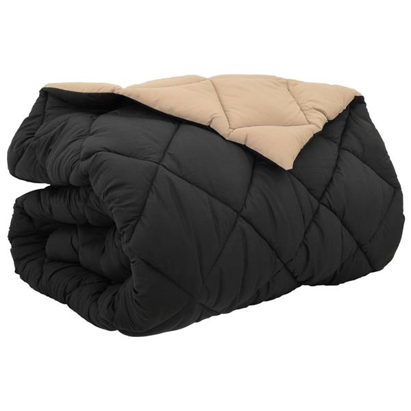 Grote foto vidaxl winter dekbed zwart en taupe 220 x 260 cm microfiber huis en inrichting bedden