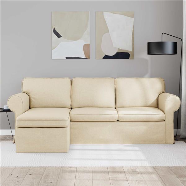 Grote foto vidaxl bank cr me 215 x 138 x 80 cm stof huis en inrichting bankstellen