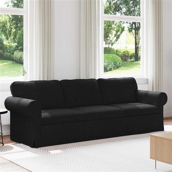 Grote foto vidaxl bank zwart 245 x 82 x 80 cm stof huis en inrichting bankstellen