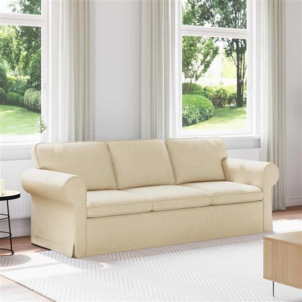 Grote foto vidaxl bank cr me 215 x 82 x 80 cm stof huis en inrichting bankstellen