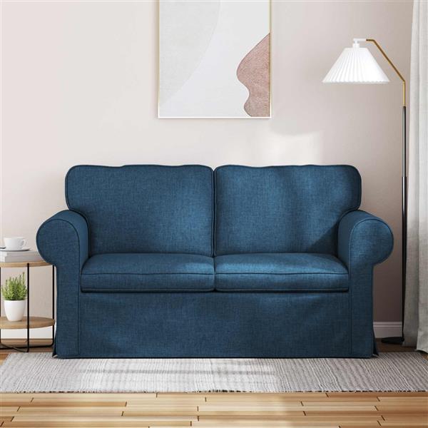 Grote foto vidaxl bank blauw 155 x 82 x 80 cm stof huis en inrichting bankstellen