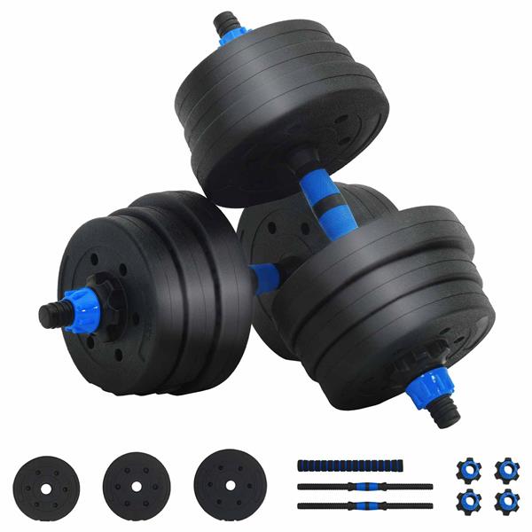 Grote foto vidaxl 2 in 1 halter barbell set 30kg zwart en blauw sport en fitness fitness