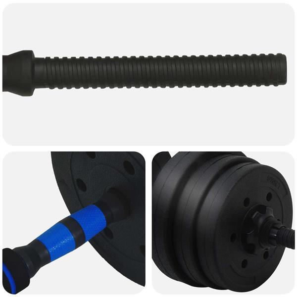Grote foto vidaxl 2 in 1 halter barbell set 30kg zwart en blauw sport en fitness fitness
