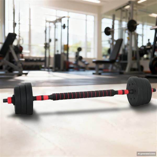 Grote foto vidaxl 2 in 1 halter barbell set 30kg zwart en rood sport en fitness fitness