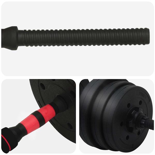 Grote foto vidaxl 2 in 1 halter barbell set 30kg zwart en rood sport en fitness fitness