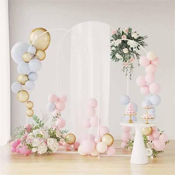 Grote foto vidaxl trouwrand 3 pcs wit staal tuin en terras overige tuin en terras