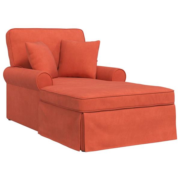 Grote foto vidaxl chaise lounge met rok met kussen 3 pcs rood oranje katoen stof huis en inrichting bankstellen