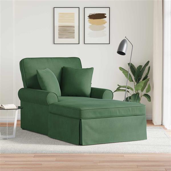 Grote foto vidaxl chaise lounge met rok met kussen 3 pcs jungle groen katoen stof huis en inrichting bankstellen