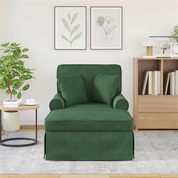 Grote foto vidaxl chaise lounge met rok met kussen 3 pcs jungle groen katoen stof huis en inrichting bankstellen