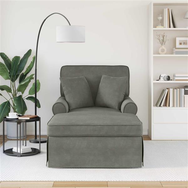 Grote foto vidaxl chaise lounge met rok met kussen 3 pcs lichtgrijs katoen stof huis en inrichting bankstellen