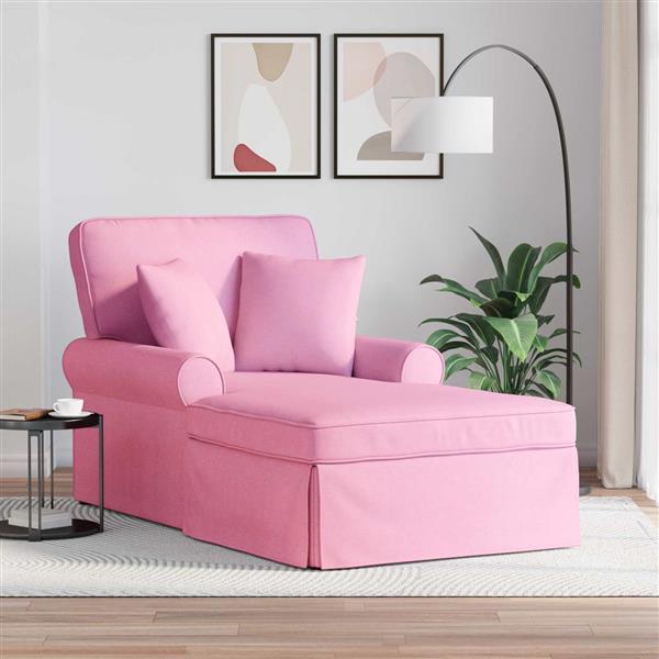 Grote foto vidaxl chaise lounge met rok met kussen met kussen 3 pcs roze stof huis en inrichting bankstellen