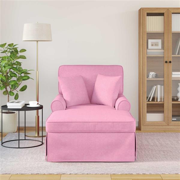 Grote foto vidaxl chaise lounge met rok met kussen met kussen 3 pcs roze stof huis en inrichting bankstellen