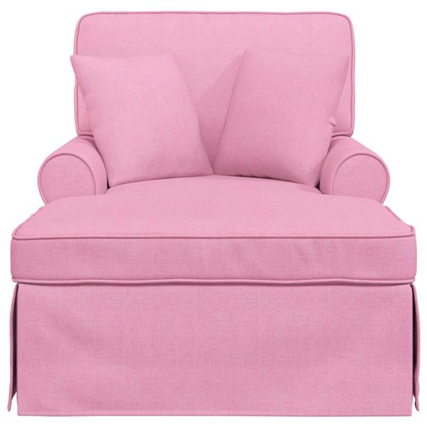 Grote foto vidaxl chaise lounge met rok met kussen met kussen 3 pcs roze stof huis en inrichting bankstellen