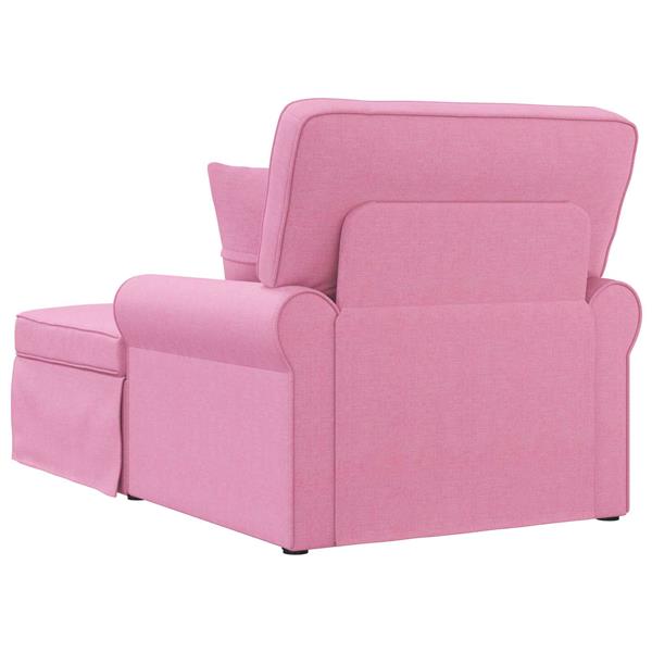 Grote foto vidaxl chaise lounge met rok met kussen met kussen 3 pcs roze stof huis en inrichting bankstellen