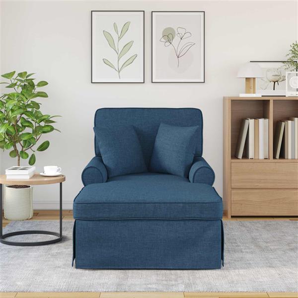 Grote foto vidaxl chaise lounge met rok met kussen met kussen 3 pcs blauw stof huis en inrichting bankstellen