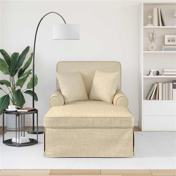 Grote foto vidaxl chaise lounge met rok met kussen met kussen 3 pcs cr me stof huis en inrichting bankstellen