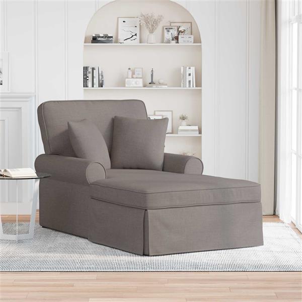Grote foto vidaxl chaise lounge met rok met kussen met kussen 3 pcs taupe stof huis en inrichting bankstellen