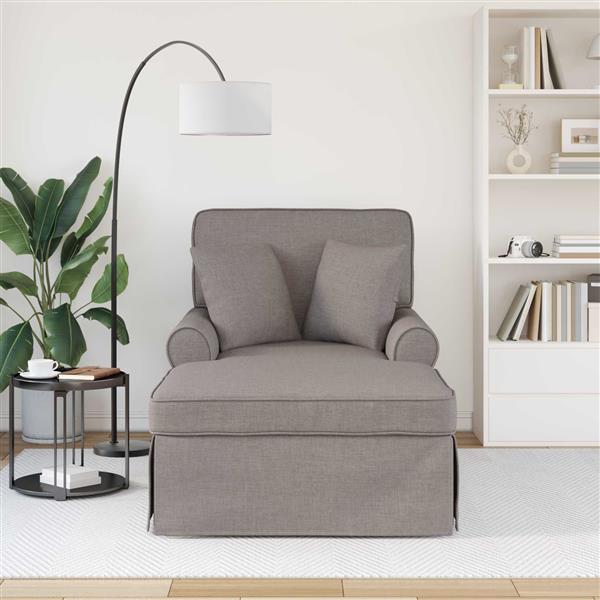 Grote foto vidaxl chaise lounge met rok met kussen met kussen 3 pcs taupe stof huis en inrichting bankstellen