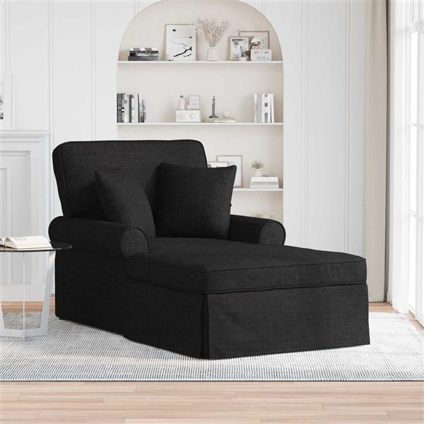 Grote foto vidaxl chaise lounge met rok met kussen met kussen 3 pcs zwart stof huis en inrichting bankstellen
