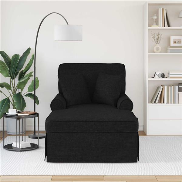 Grote foto vidaxl chaise lounge met rok met kussen met kussen 3 pcs zwart stof huis en inrichting bankstellen