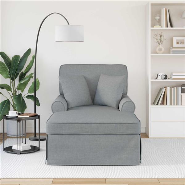 Grote foto vidaxl chaise lounge met rok met kussen 3 pcs lichtgrijs stof huis en inrichting bankstellen