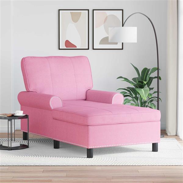 Grote foto vidaxl chaise lounge met kussen roze 91 x 157 x 91 cm stof huis en inrichting bankstellen