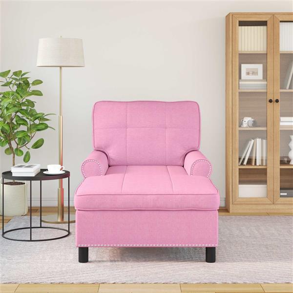 Grote foto vidaxl chaise lounge met kussen roze 91 x 157 x 91 cm stof huis en inrichting bankstellen