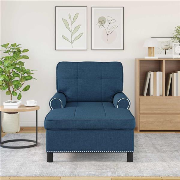 Grote foto vidaxl chaise lounge met kussen blauw 91 x 157 x 91 cm stof huis en inrichting bankstellen