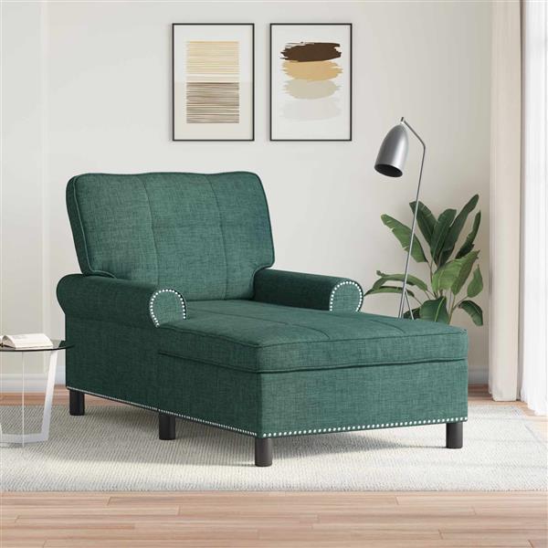 Grote foto vidaxl chaise lounge met kussen donkergroen 91 x 157 x 91 cm stof huis en inrichting bankstellen