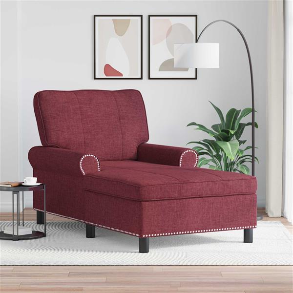 Grote foto vidaxl chaise lounge met kussen wijnrood 91 x 157 x 91 cm stof huis en inrichting bankstellen