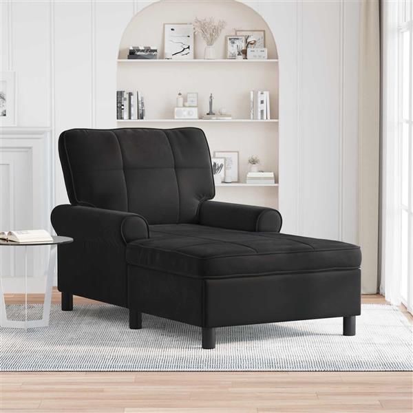 Grote foto vidaxl chaise lounge met kussen zwart 91 x 157 x 91 cm fluweel huis en inrichting bankstellen