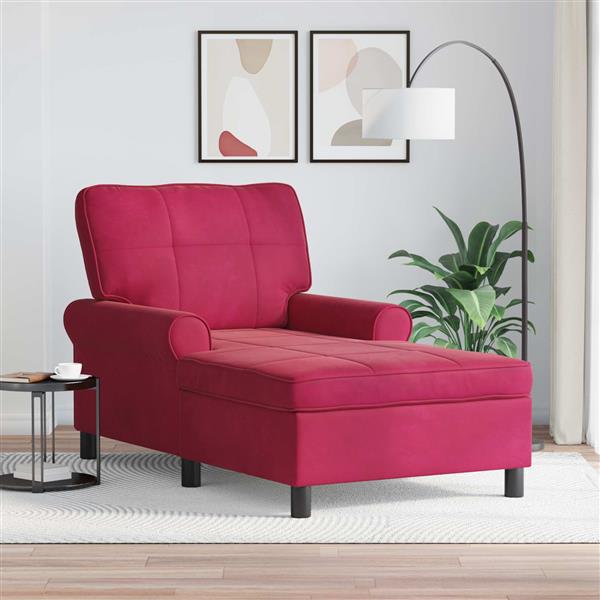 Grote foto vidaxl chaise lounge met kussen wijnrood 91 x 157 x 91 cm fluweel huis en inrichting bankstellen