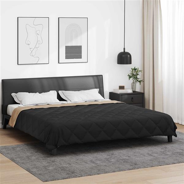 Grote foto vidaxl zomerdekbed zwart en taupe 240 x 200 cm microfiber huis en inrichting bedden